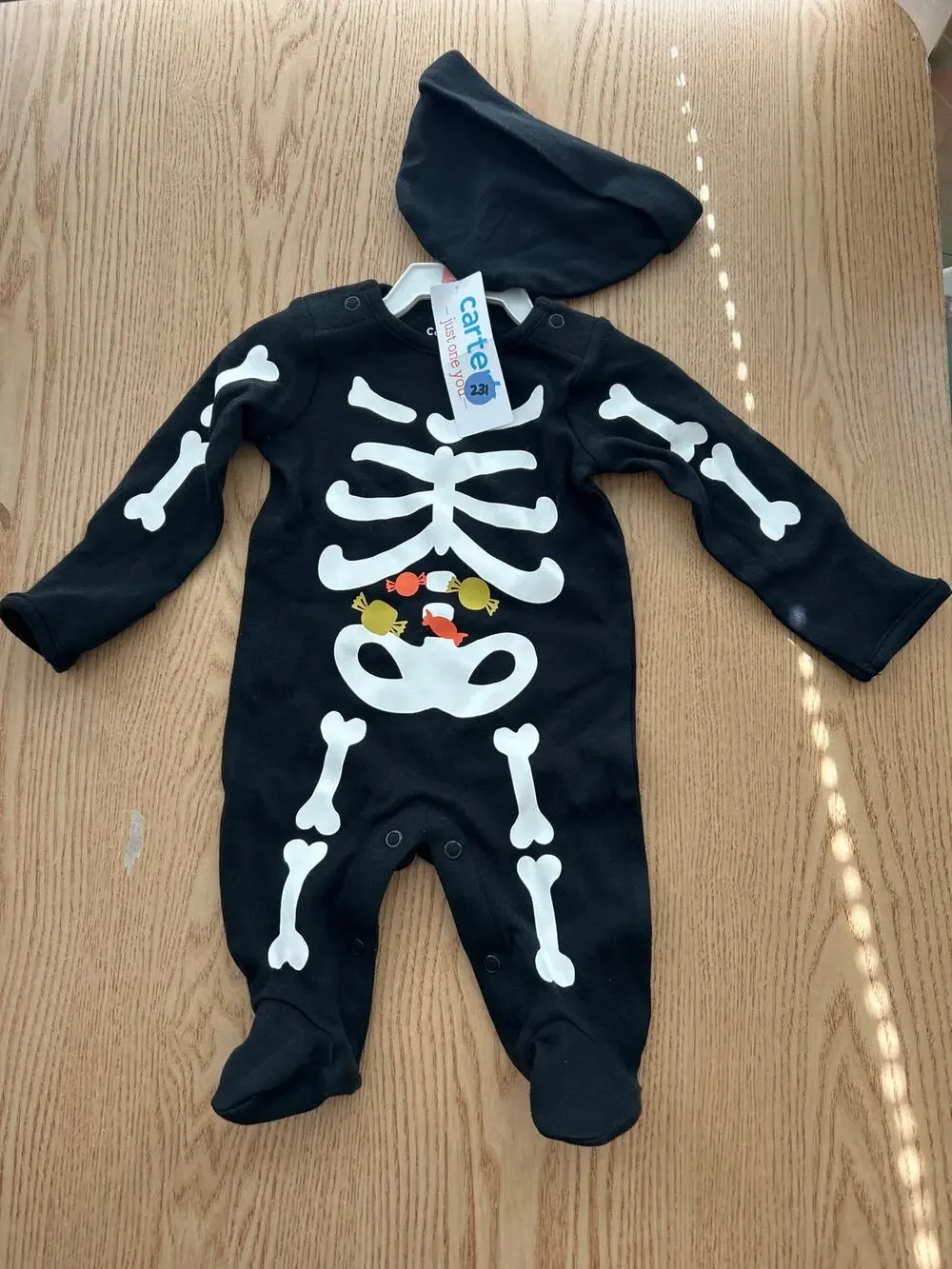 New Carters Just One You Baby 2pc Skeleton🩻 romper Bodysuit Black size Newborn